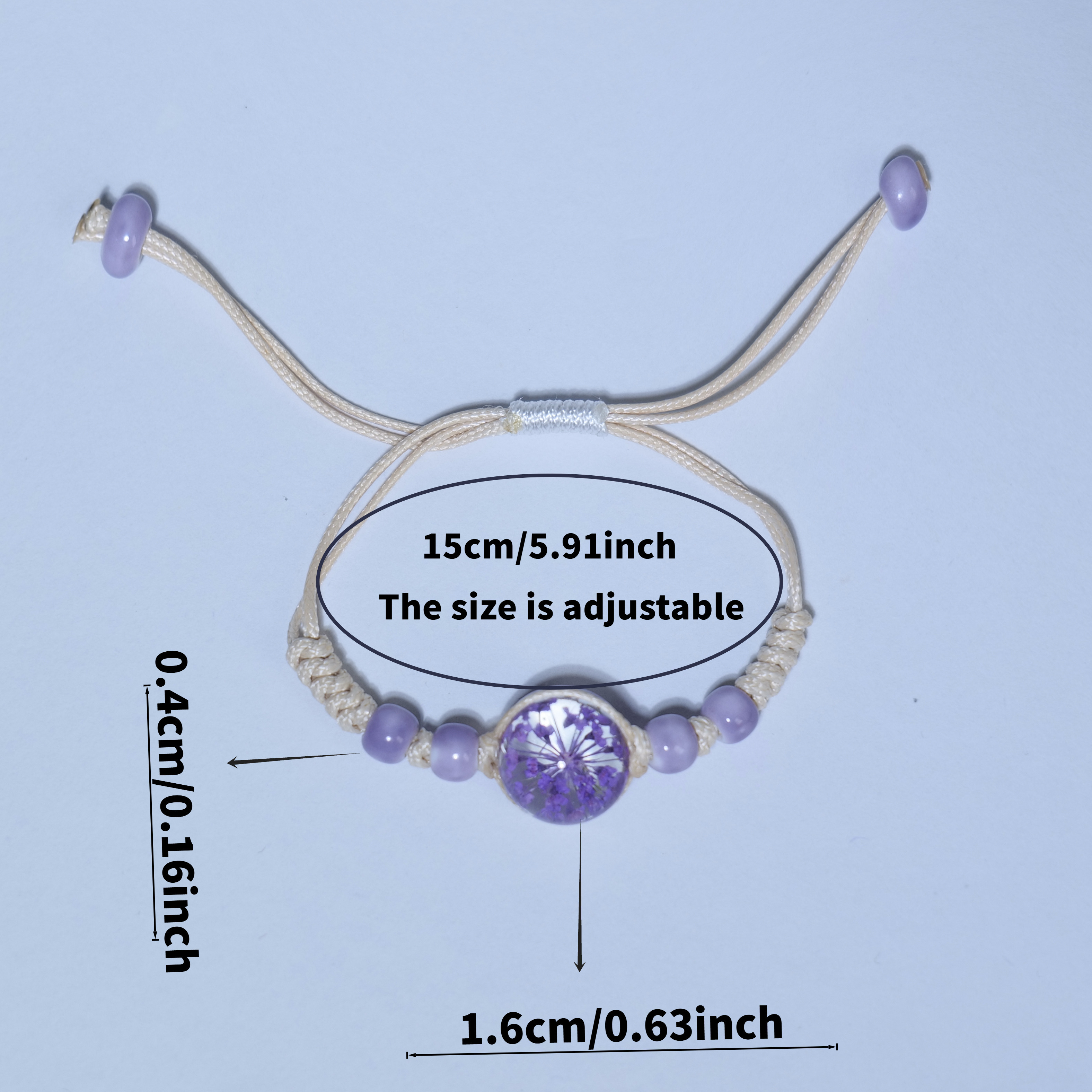 Boho Ceramic Beaded Bracelet with Amethyst Stone - Adjustable Jewelry